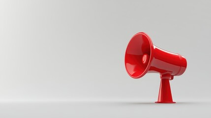 Red megaphone on white background, a powerful tool for communication and promotion