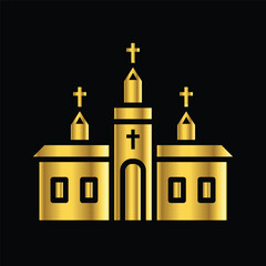 Obraz premium high quality modern gold color church icon with minimalist design for digital and print projects