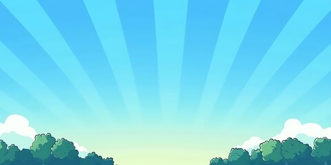 Fototapeta premium Bright Sunny Sky Over Lush Green Trees