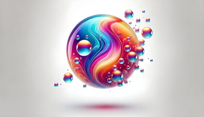 Colorful liquid bubbles, cut out