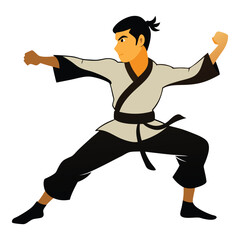 man practicing martial arts vector silhouette