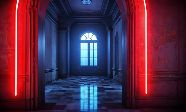red corridor in the night