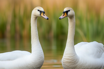 Obraz premium Pair of swans facing each other