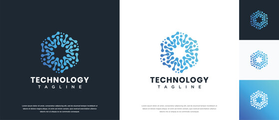 Molecule technology logo design. Technology connection logo template. Technology logo symbol icon