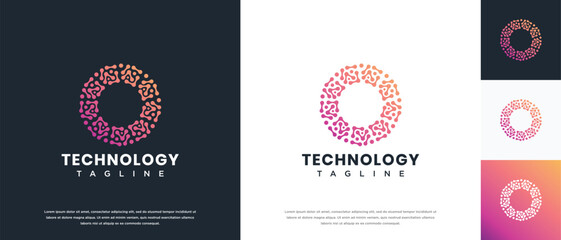 Molecule technology logo design. Technology connection logo template. Technology logo symbol icon