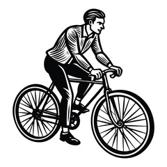 Naklejka premium man riding bike illustrations vector graphics