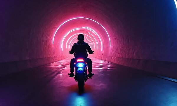 silhouette of a person in a tunnel