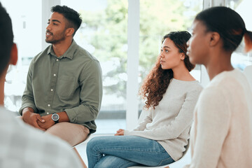 Office, listening and support group with counseling, empathy and workshop for company care....