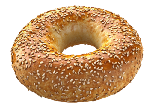 Bread bagel donut with sesame seeds. Transparent background .Isolated PNG