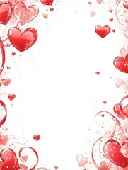 Elegant Romantic Floral Frame with Hearts and Ribbons for Love Themed Presentation Design