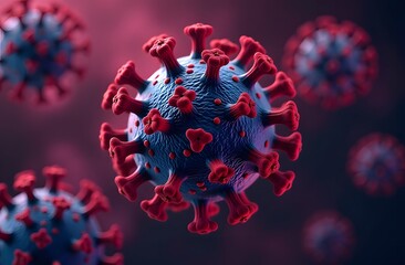 Close-up of viruses in an infected body, epidemics of viral diseases