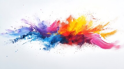 Fototapeta premium A blend of rich, vibrant powders scattered on white canvas, some smudged into patterns while others remain crisp and defined.