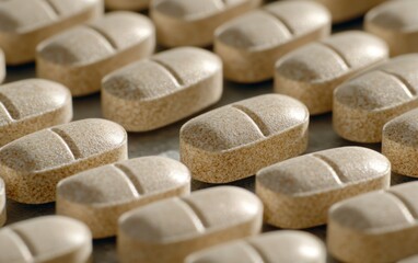 自然由来の成分を使用した健康補助食品の錠剤が並んでいる様子