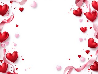 Elegant Love Themed Presentation Frame with Hearts and Ribbons