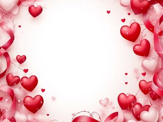 Elegant Valentine s Day Hearts and Ribbons Frame Design for Presentations