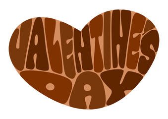 バレンタインデーのハート型レトロポップな文字