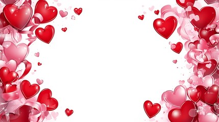 Vibrant Heart Themed Presentation Design with Ribbons on Transparent Background