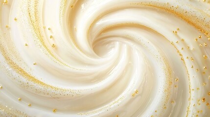A creamy, swirling mixture with a smooth texture and a hint of golden shimmer, evoking a sense of richness and indulgence.