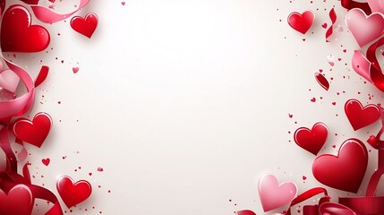 Romantic Heart and Ribbon Frame Design for Valentine s Day Greeting or Invitation