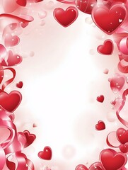 Elegant Red and Pink Hearts Ribbons Presentation Design on Transparent Background