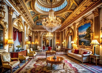 Obraz premium Opulent London Palace Interior: Grand Room with Copy Space for Text