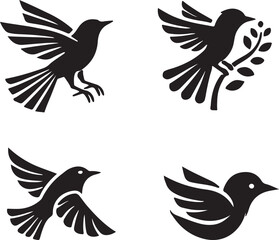 set of birds silhouettes, birds set