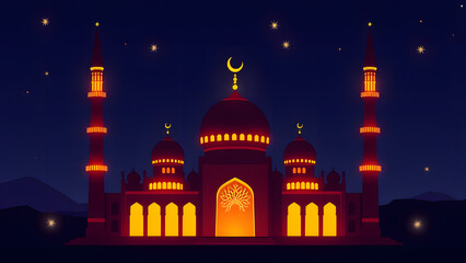 Majestic Mosque at Night 