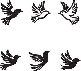 set of birds silhouettes, birds set
