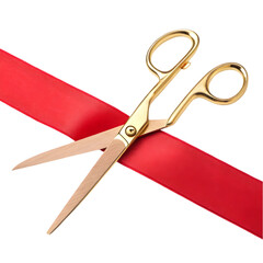 scissors cutting red ribbon