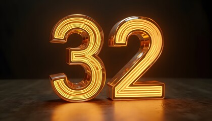 Glowing Neon Number Thirty-Two