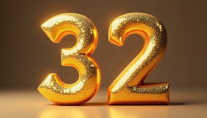 Golden Number 32: A Luxurious 3D Render