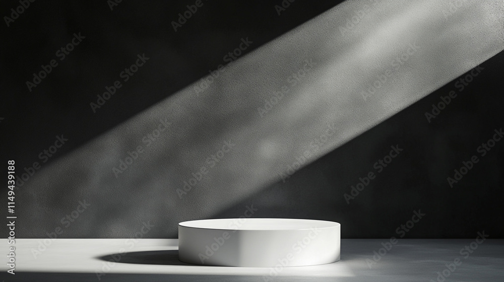 Poster minimalist display with soft light casting shadows in a studio environment.
