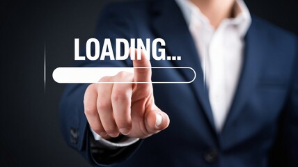 Businessman Loading Progress Bar Digital Interface Online Process