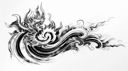 Fototapeta premium Elegant Thai Brushstroke Pattern Design