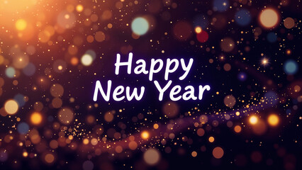 Festive Happy New Year Celebration Typography Design on Sparkling Holiday Background