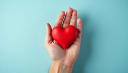 Obraz premium Red Heart in Hand Love Care Donation Charity