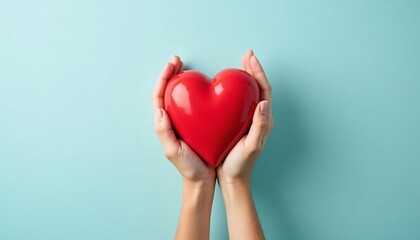 Hands Holding Red Heart Love Care Charity Support