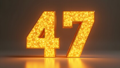 Obraz premium Glowing Golden Number 47: A Sparkling Celebration
