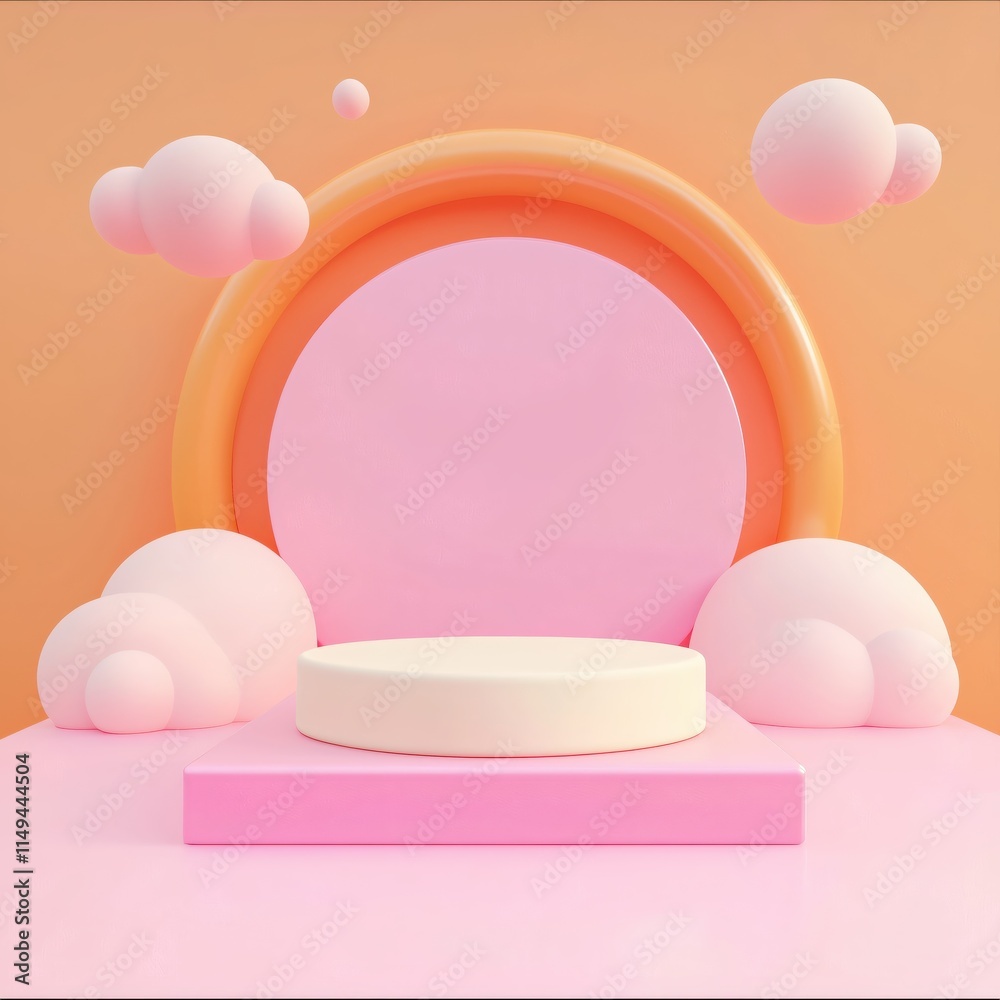 Aufkleber abstract composition of soft circular shapes and pastel colors in minimalist design