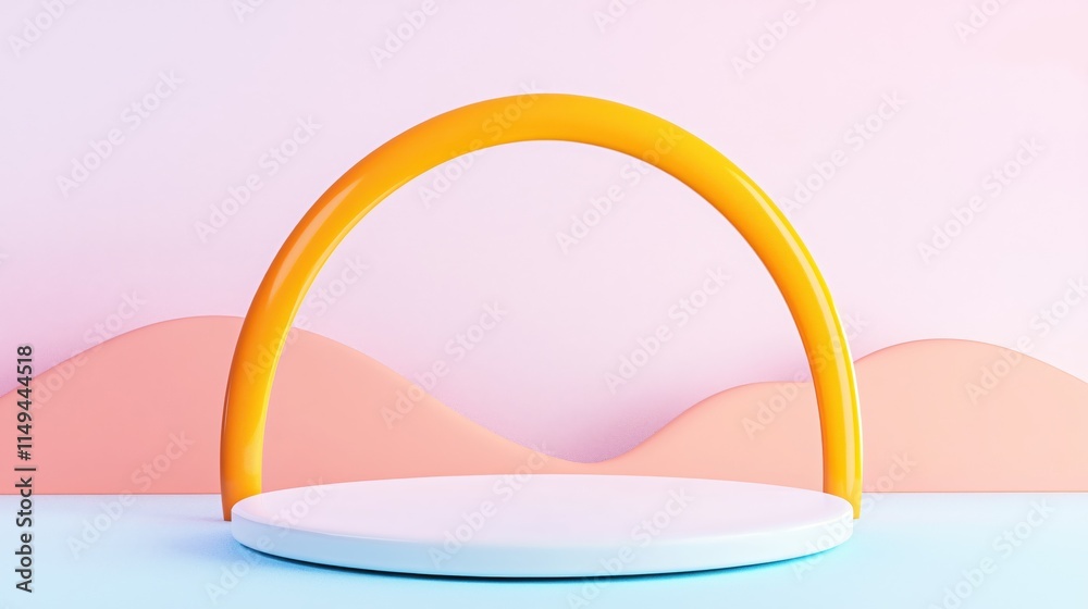 Poster Bright and Colorful Abstract Composition with Circular Frame and Soft Background Hues