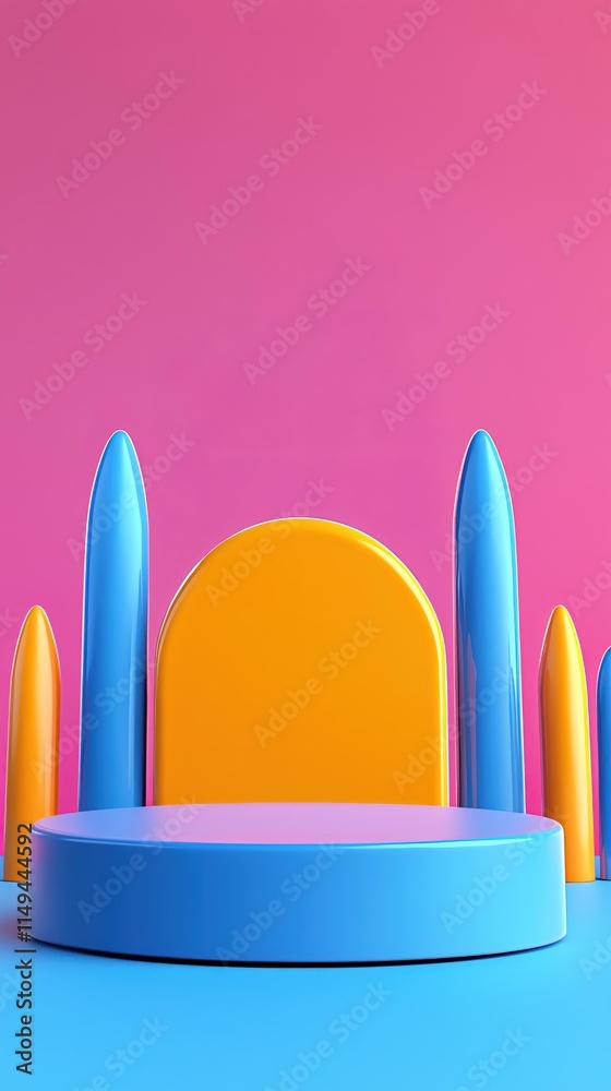 Poster Colorful Abstract Display with Geometric Shapes on Vibrant Background