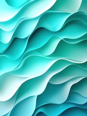 Fototapeta premium Flowing Waves of Turquoise Polygraphy in Abstract Design for Background Use