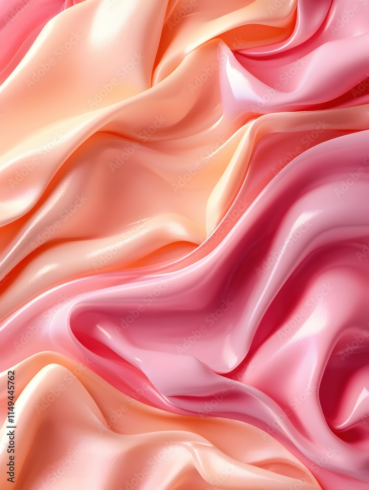 Aufkleber soft and shimmering fabric drapery in gradients of pink and peach shades