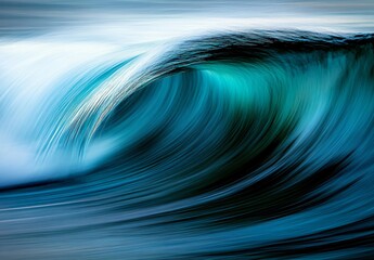 Abstract Ocean Wave: Teal Blue Swirling Water Motion