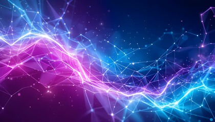 Vibrant Neon Pink and Blue Frame with Glowing Gridlines on a Dark Brick Wall Background 