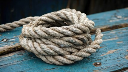 Fototapeta premium Tied up rope on a Mediterranean fisherman's pier