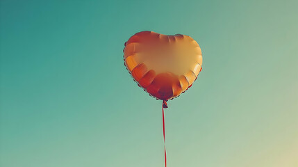Fototapeta premium Heart-Shaped Balloon in Sky - Illustration