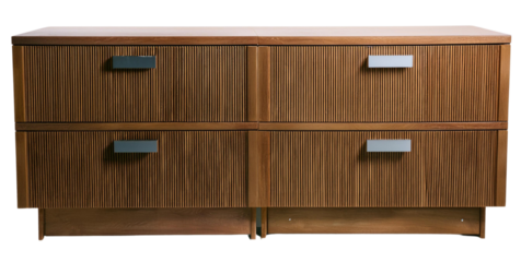 wooden cabinet with drawers for montage interior design isolated on white background