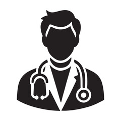 Male doctor profile picture with stethoscope icon silhouette vector illustration design