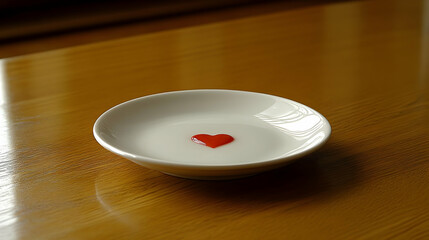 Red Heart in White Dish Illustration
